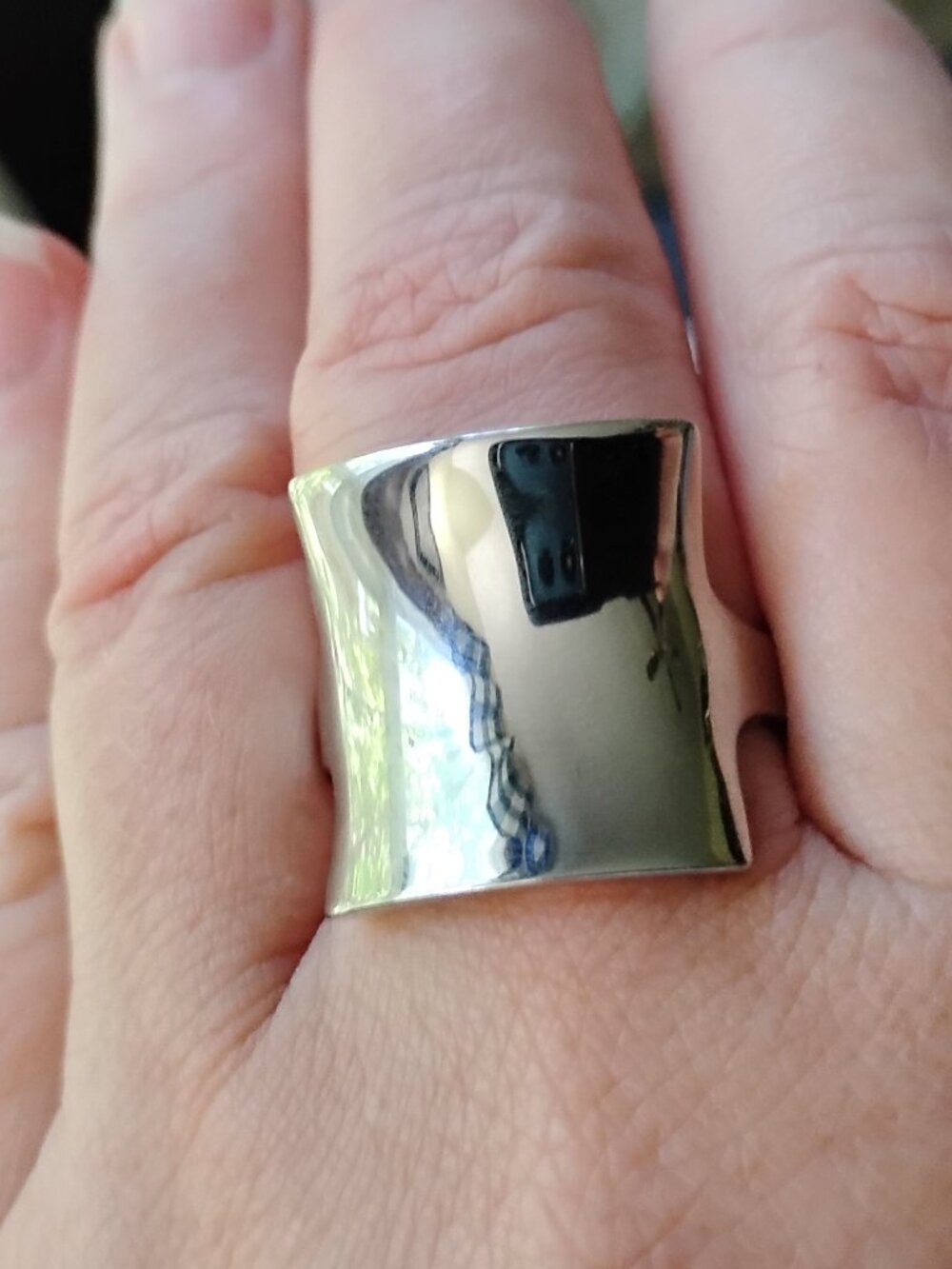 Silvertone Statement Ring Sz 7.5 to 8